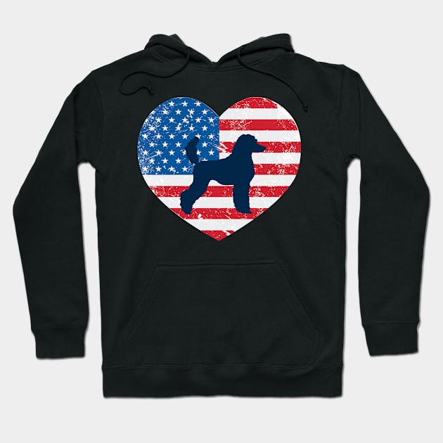 American Flag Heart Love Poodles Usa Patriotic 4Th Of July Hoodie by JaroszkowskaAnnass